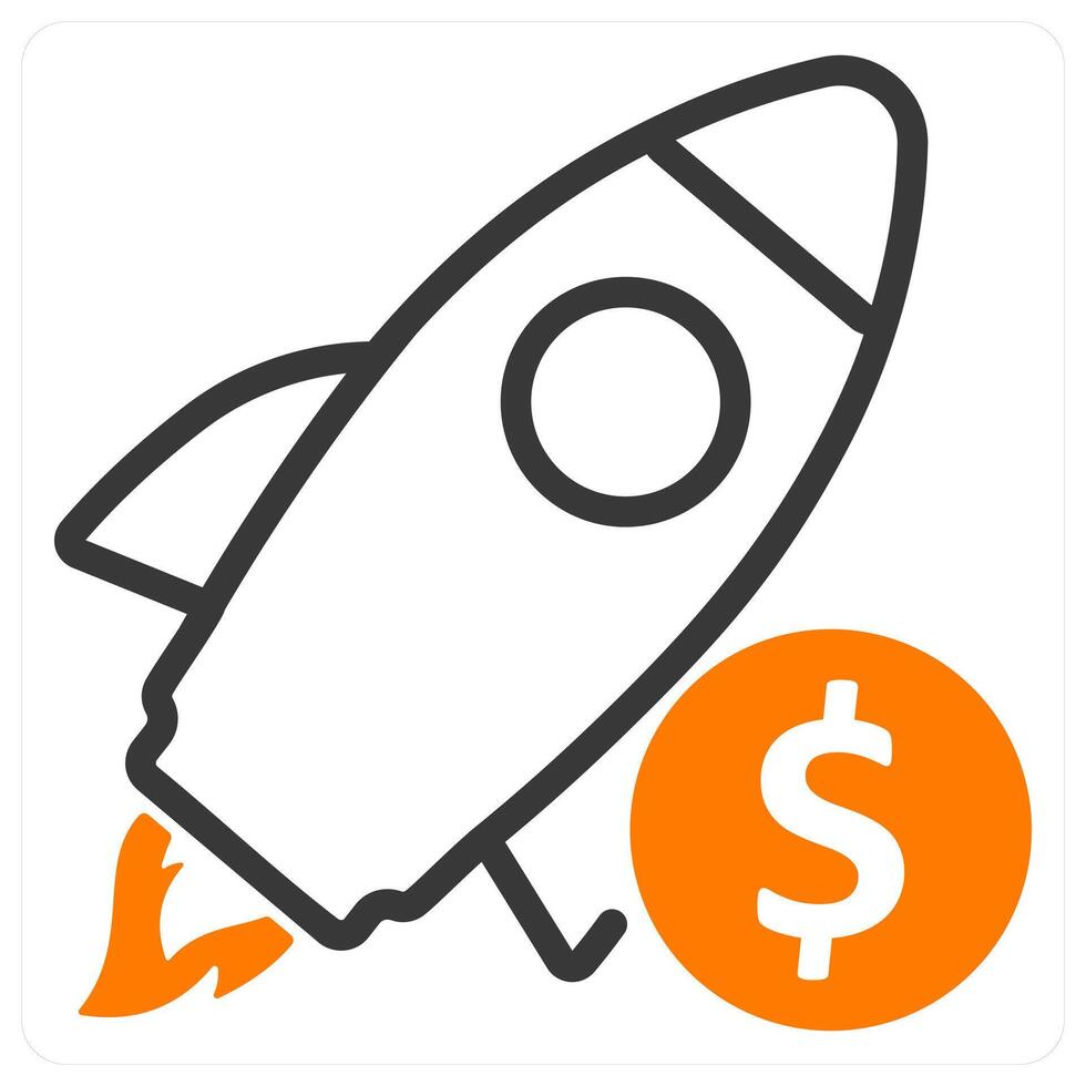 business start and startup in orange duo line vector