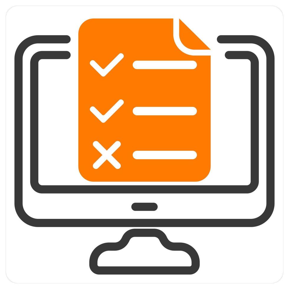 online test and exam in orange duo line vector