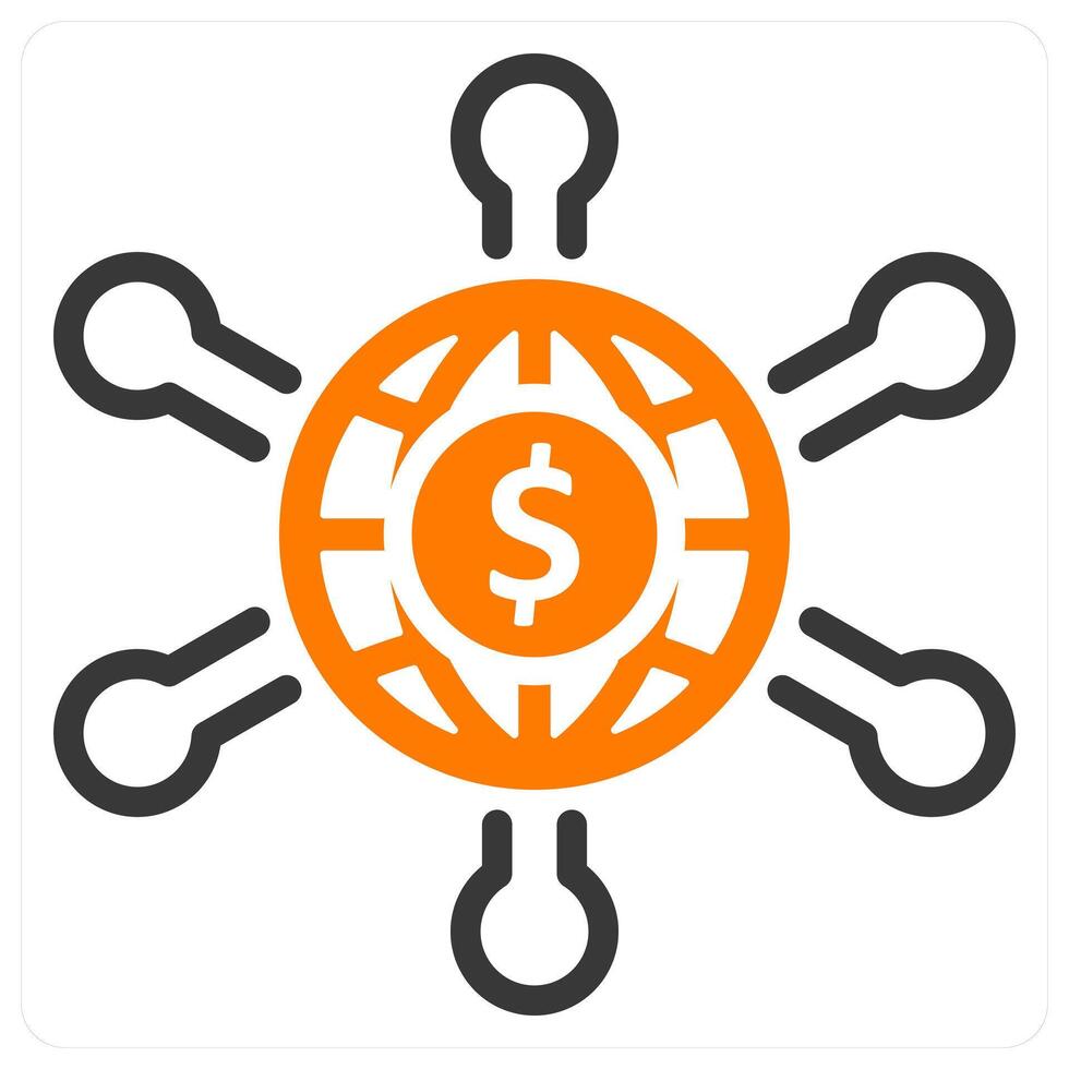 business expand network in orange duo line vector