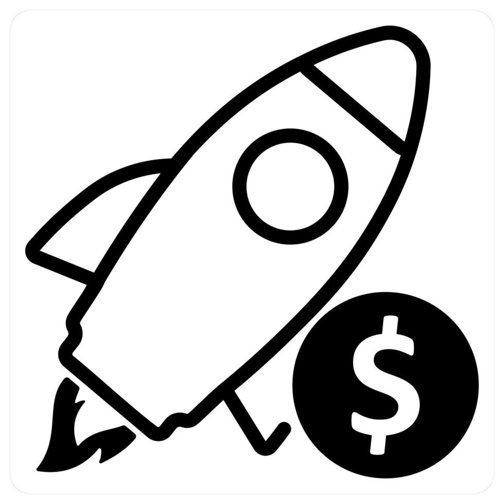 business start and startup in black duo line vector