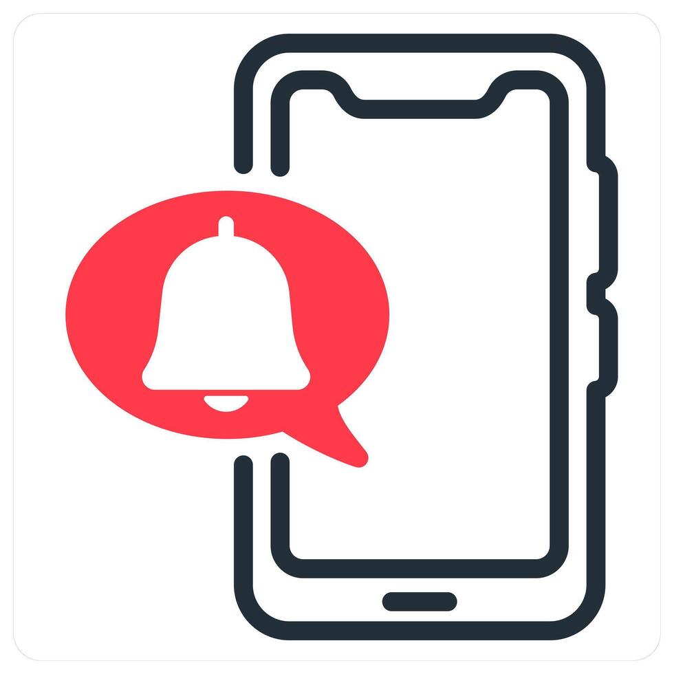 mobile notification icon concept in red vector