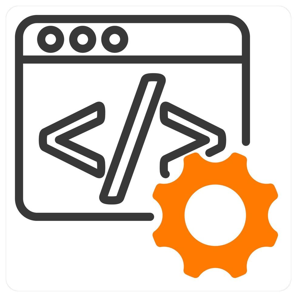 programming icon concept in orange duo line vector