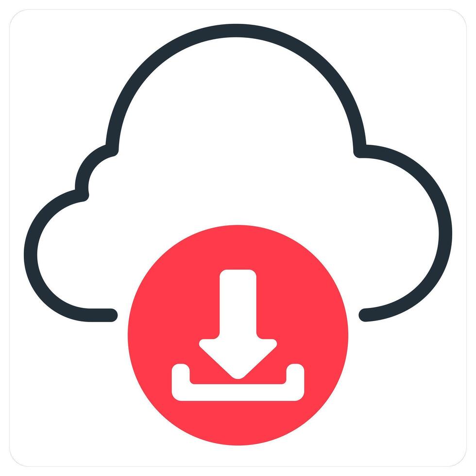 cloud download icon concept in red vector