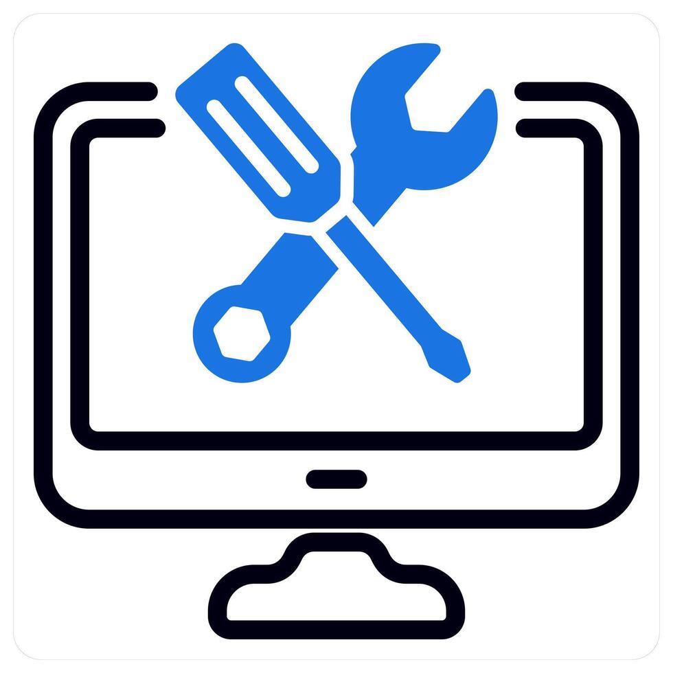tech support and assistance in blue duo line vector