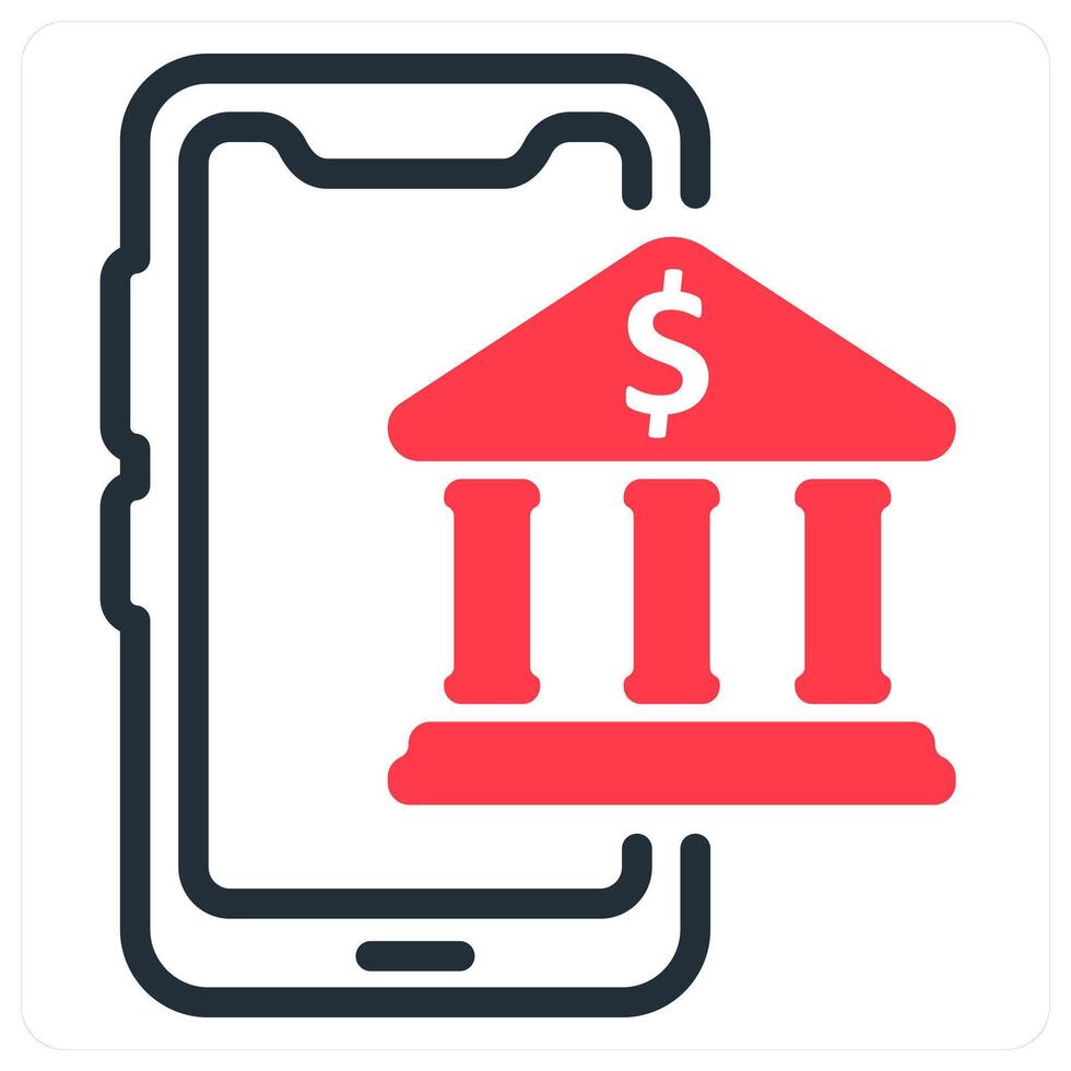 online banking icon concept in red vector