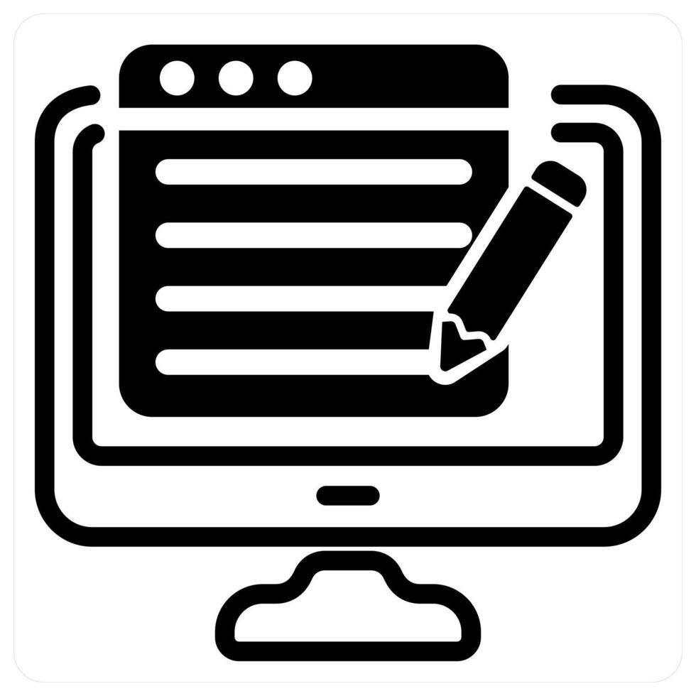 content writing icon concept in black vector