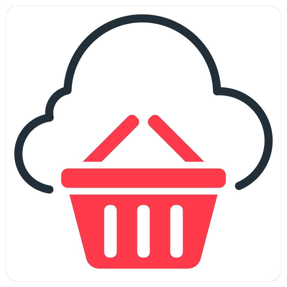 cloud shopping icon concept in red vector
