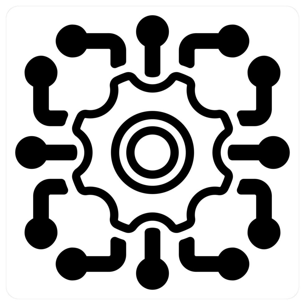 service and data network in black duo line vector