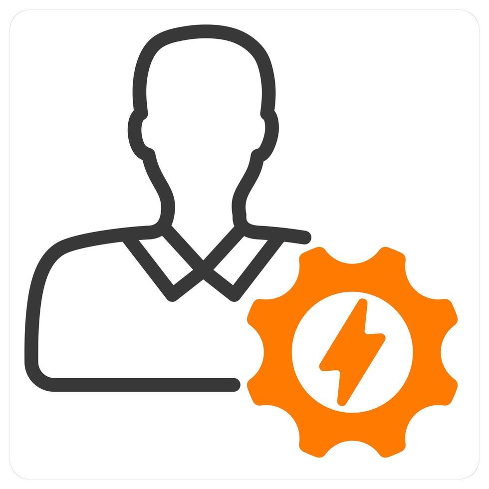 efficient and focused person in orange duo line vector