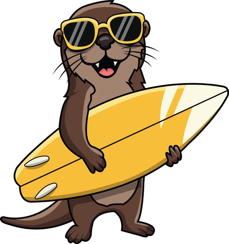 Cute Surfer Otter vector