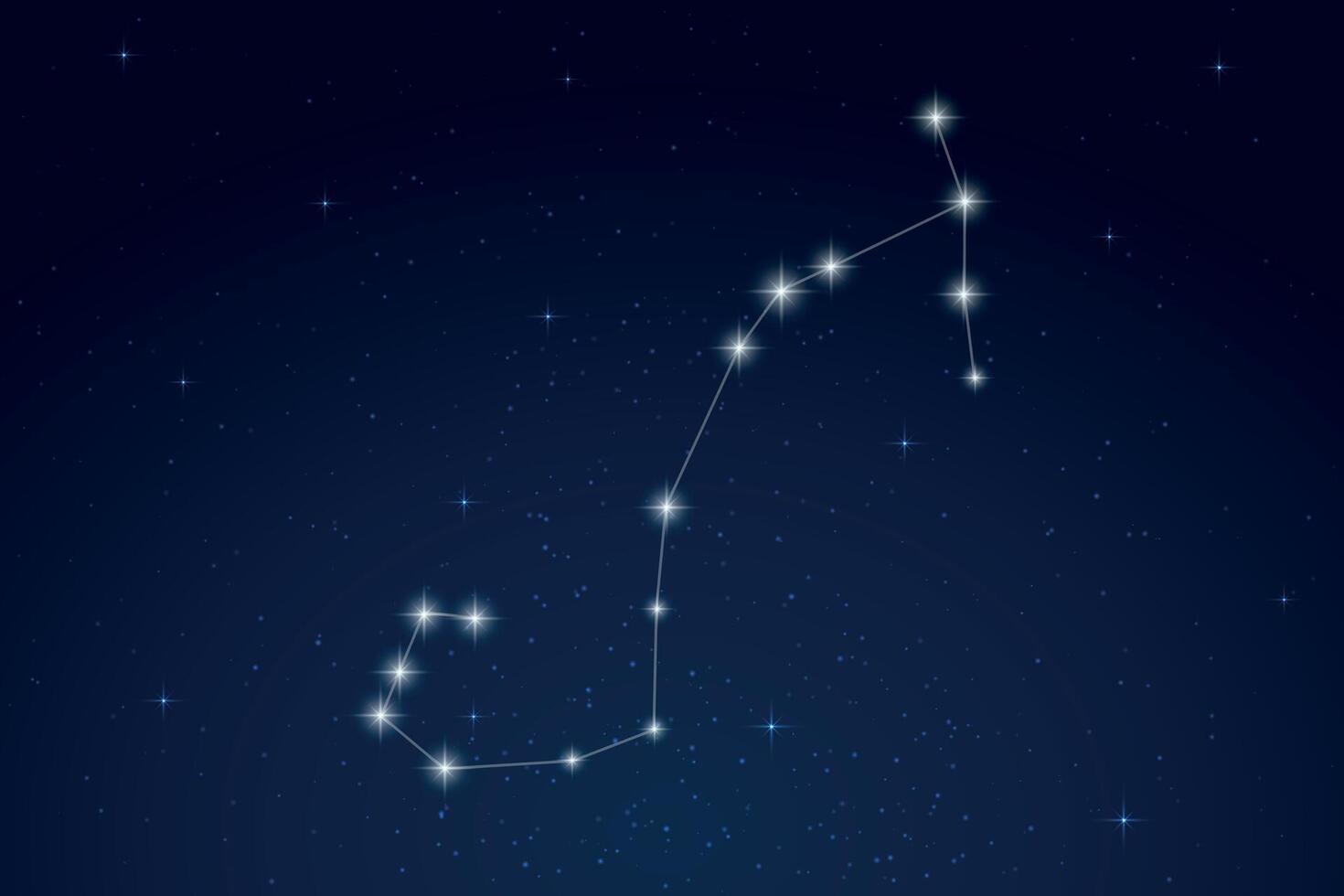 Scorpius Constellation with Star Names in Night Sky vector