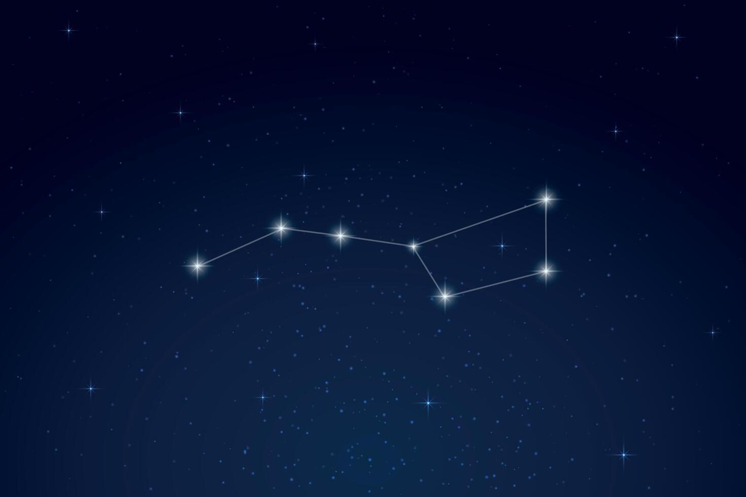 Ursa Major Constellation with Star Names in Night Sky vector