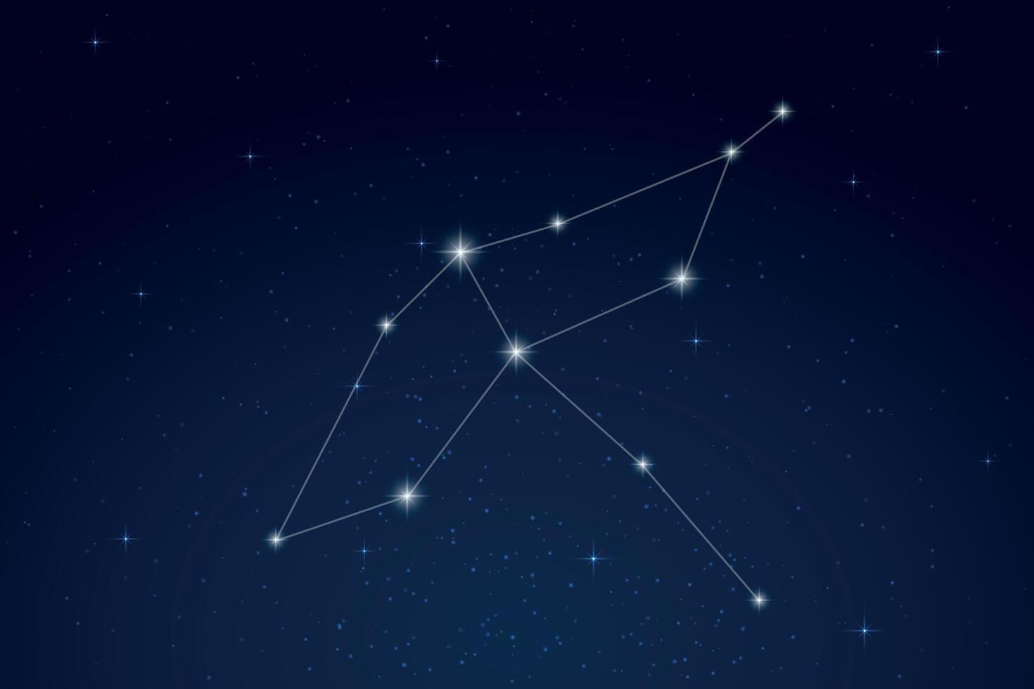 Cygnus Constellation with Star Names in Night Sky vector