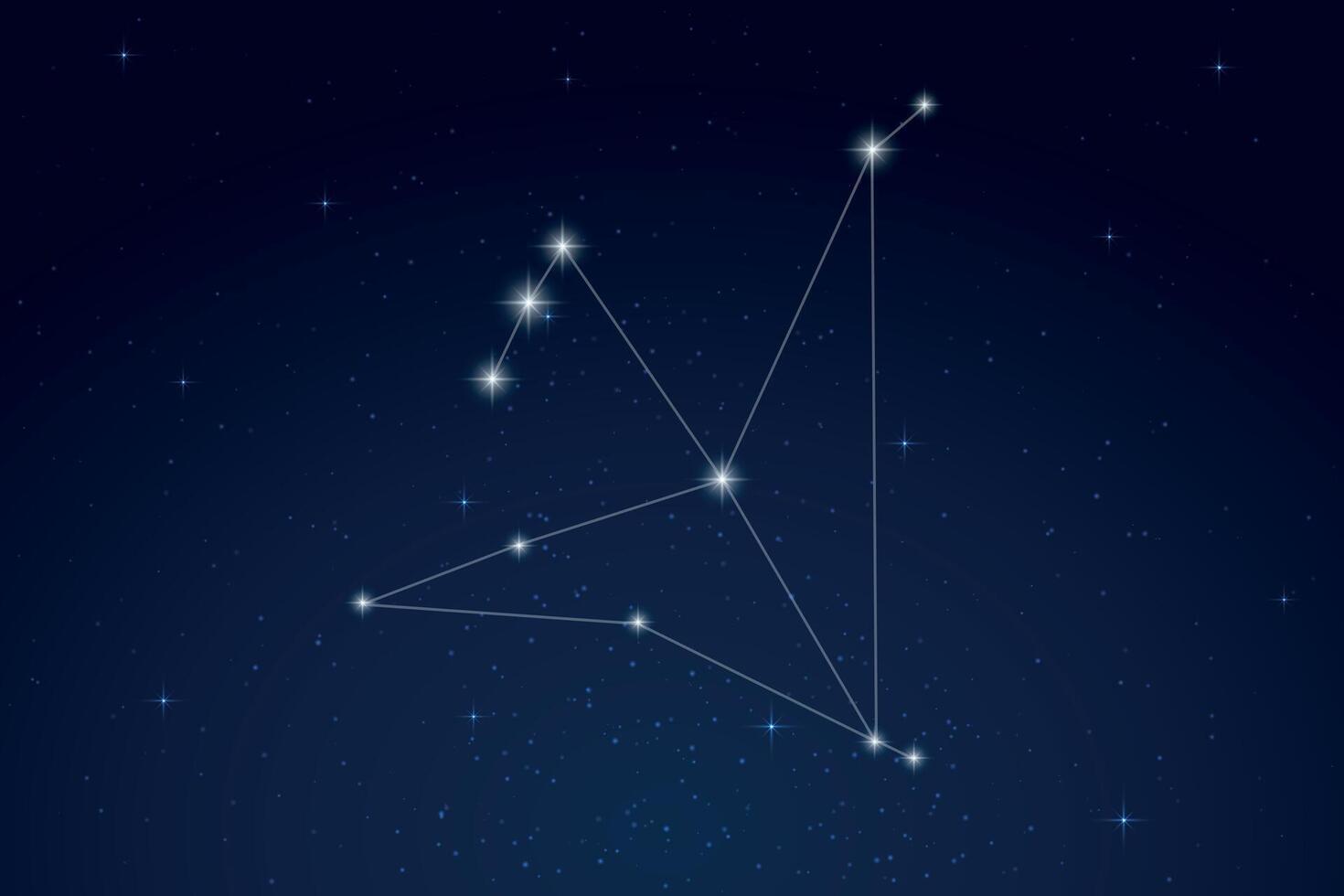 Aquila Constellation with Star Names in Night Sky vector