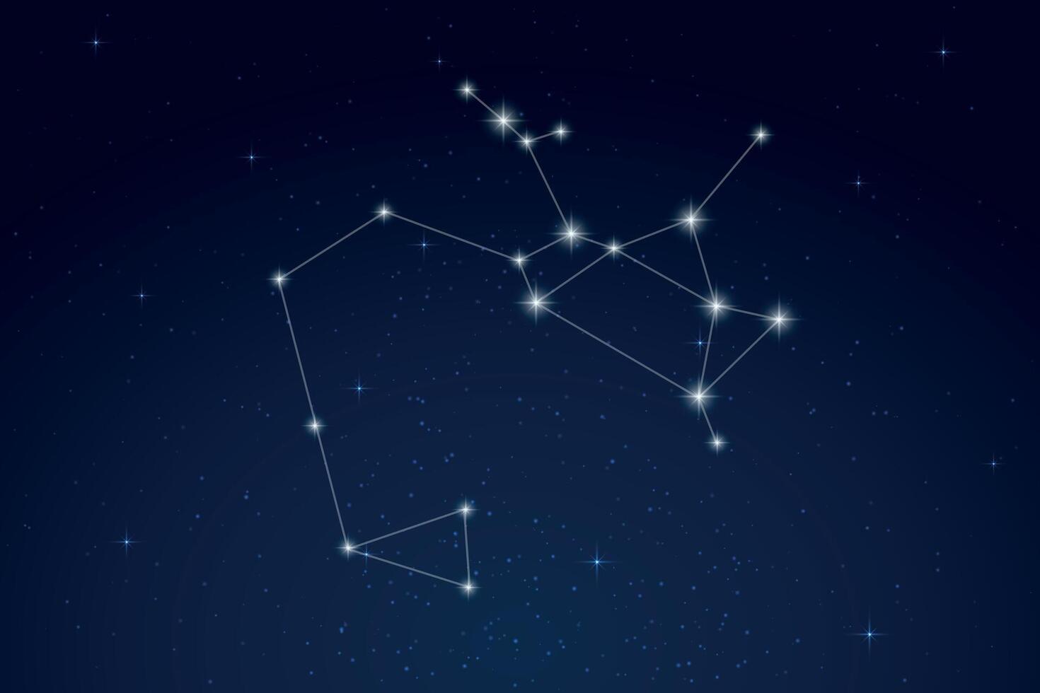 Sagittarius Constellation with Star Names in Night Sky vector