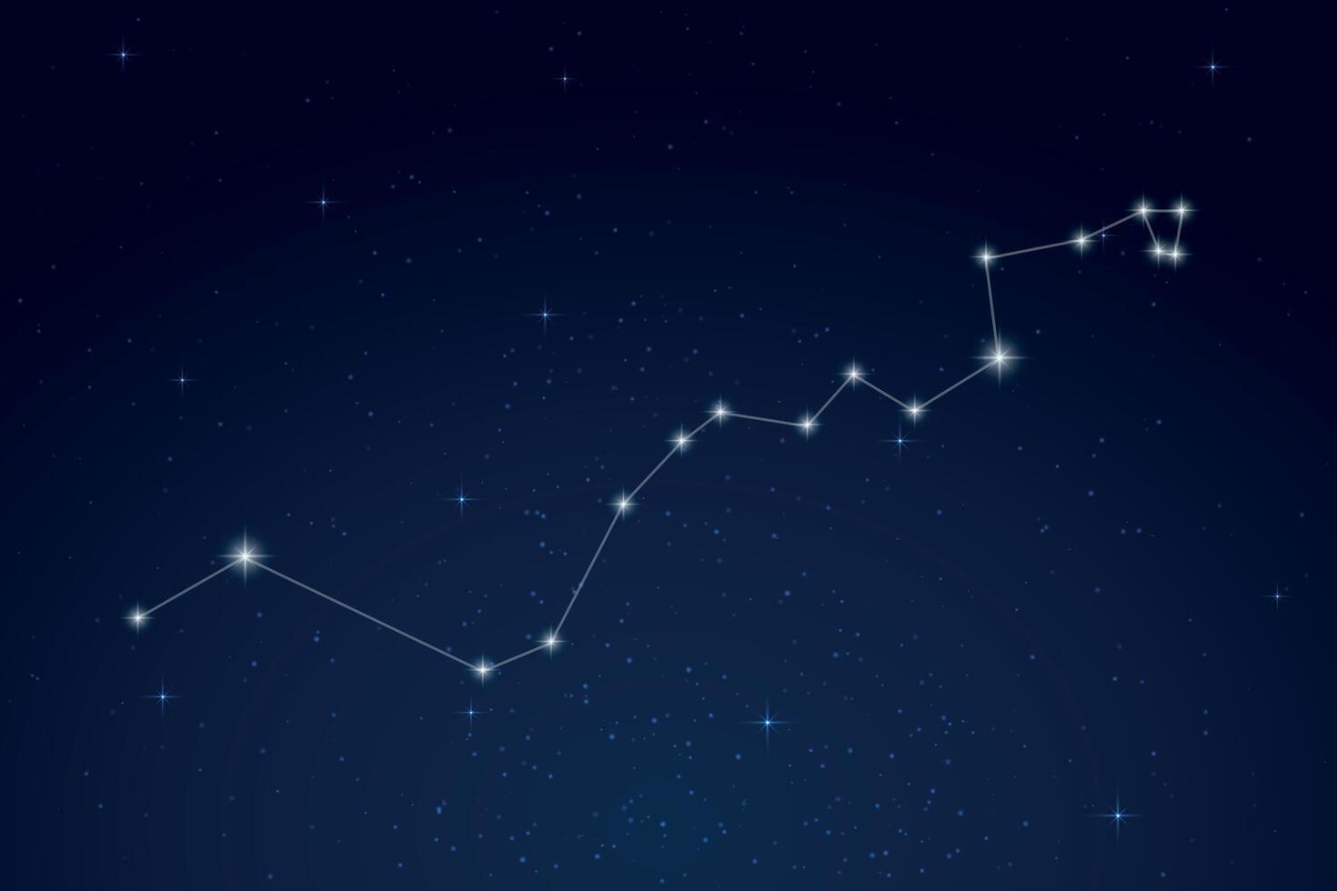 Hydra Constellation with Star Names in Night Sky vector
