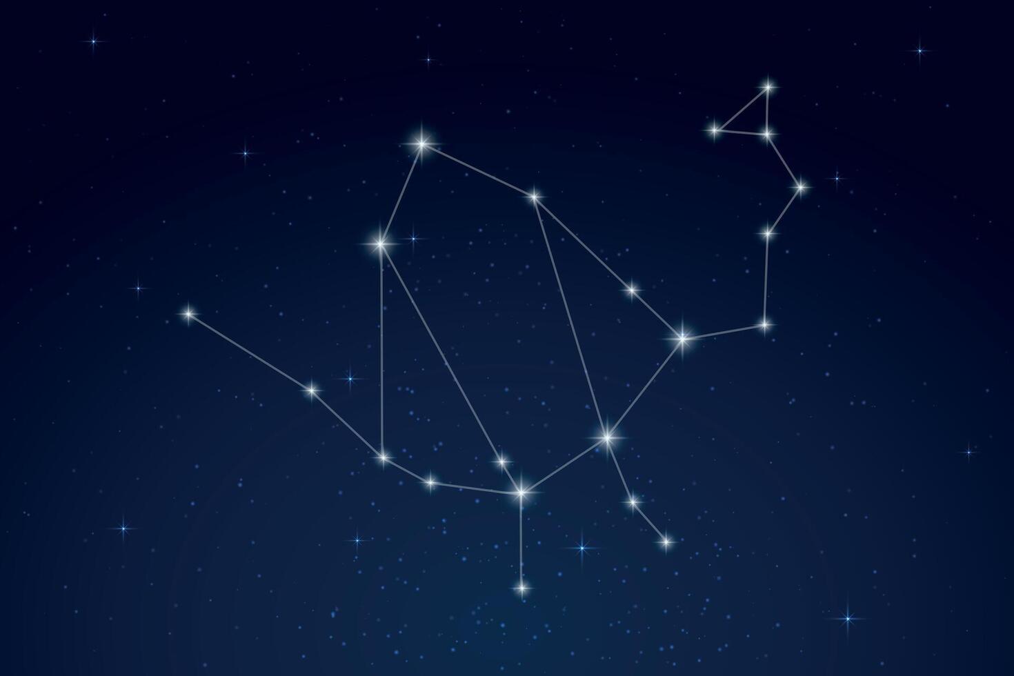 Ophiuchus Constellation with Star Names in Night Sky vector