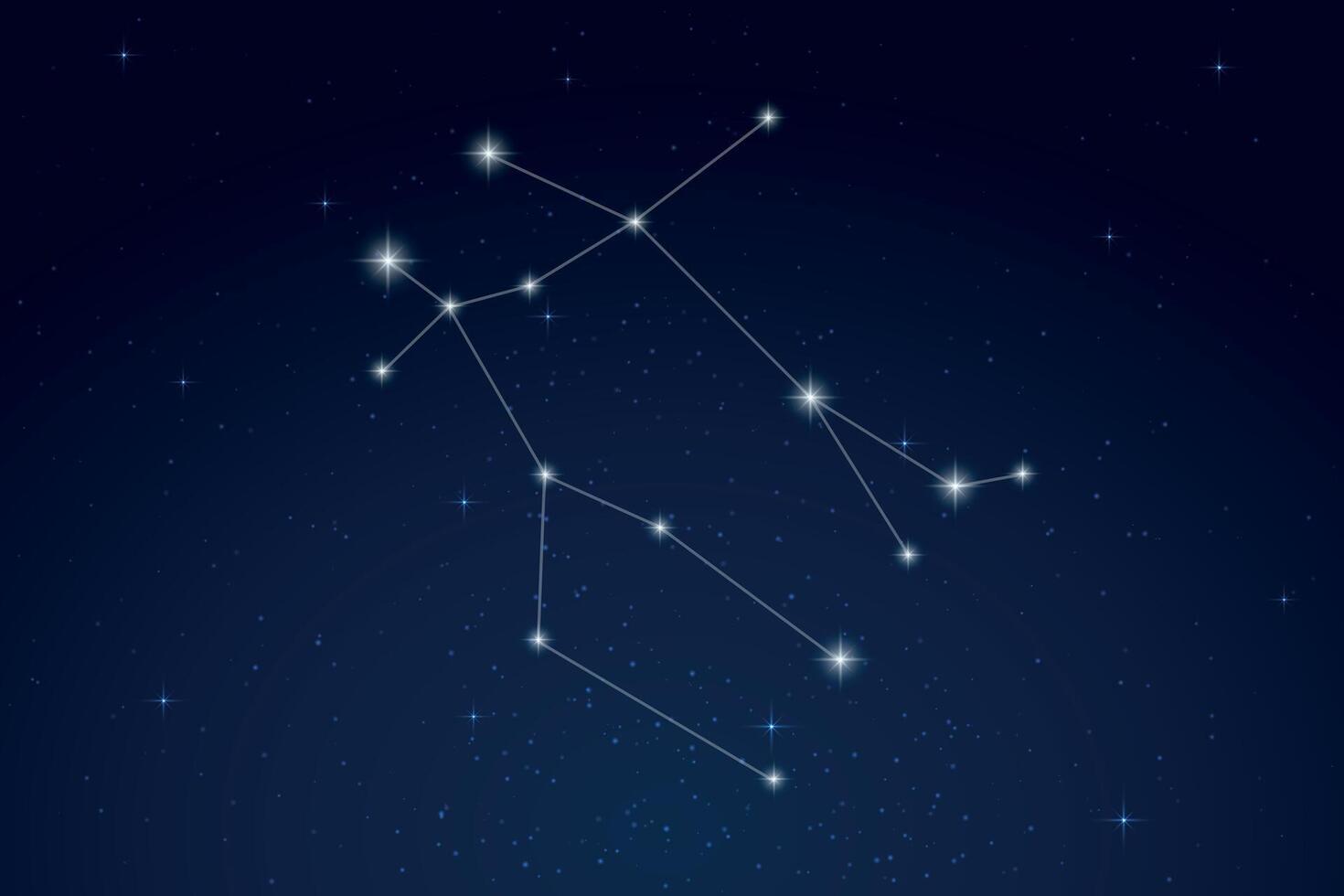 Gemini Constellation with Star Names in Night Sky vector