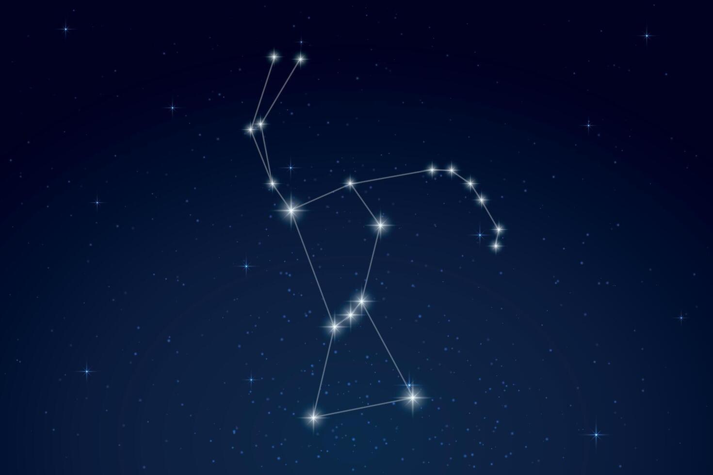 Orion Constellation with Star Names in Night Sky vector