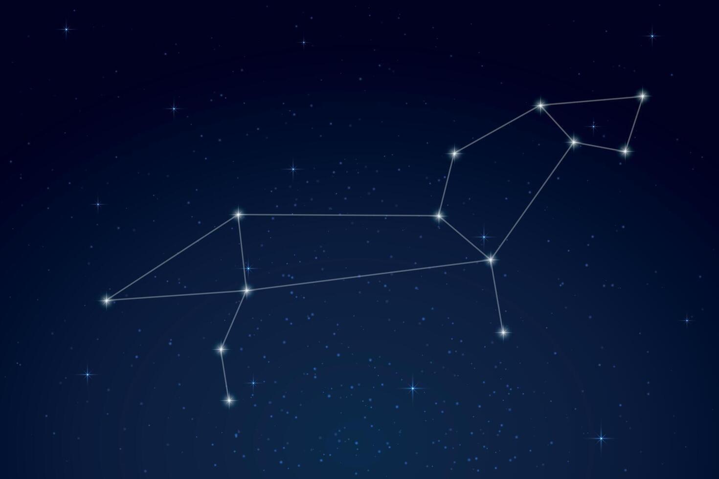 Leo Constellation with Star Names in Night Sky vector