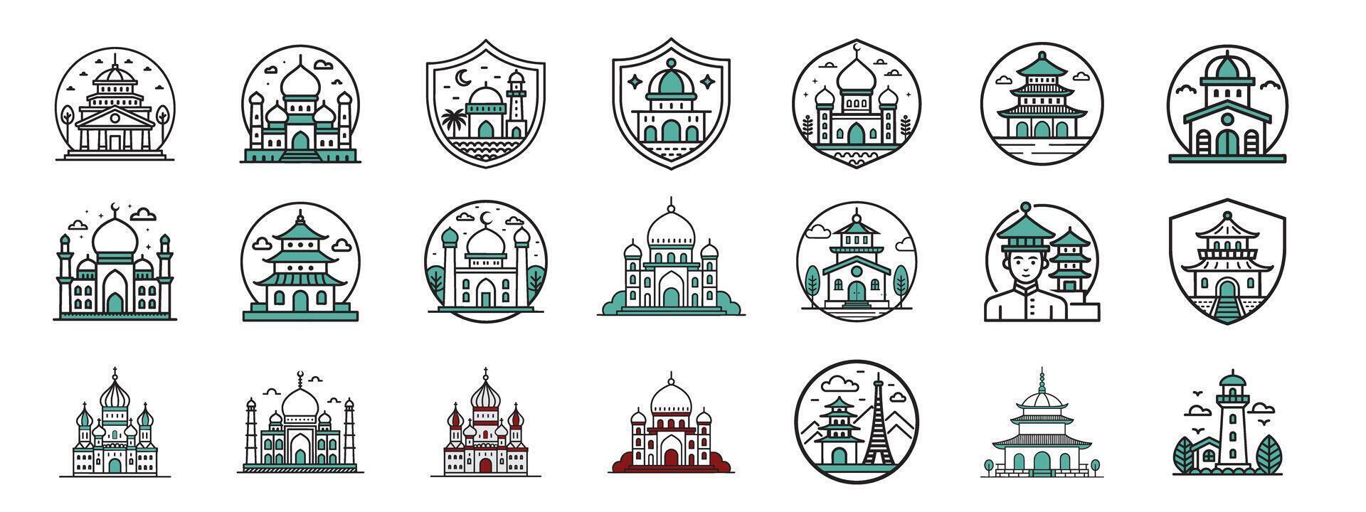 Simple Line Art Illustration of the Taj Mahal, Ramadan, Mosque, Temple, Prayer, Palace, House, Building, Old, Design Transparent vector