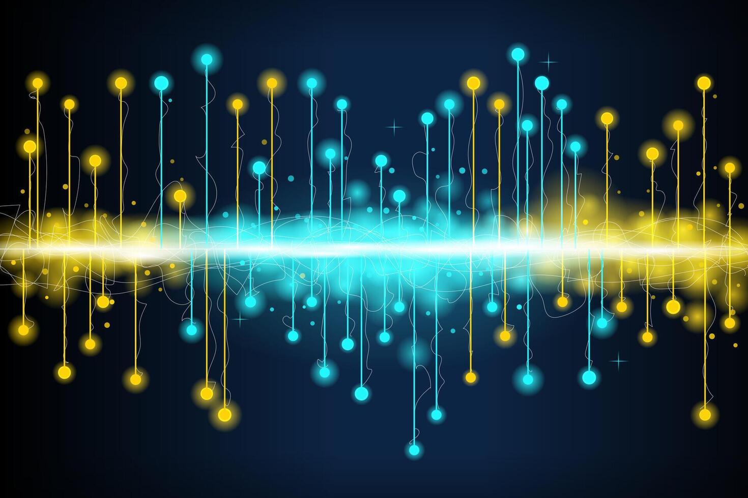 Glowing lines and dots creating a futuristic background vector