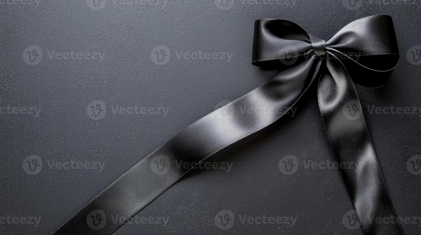 Funeral Ribbon on Dark Background with Space for Text photo