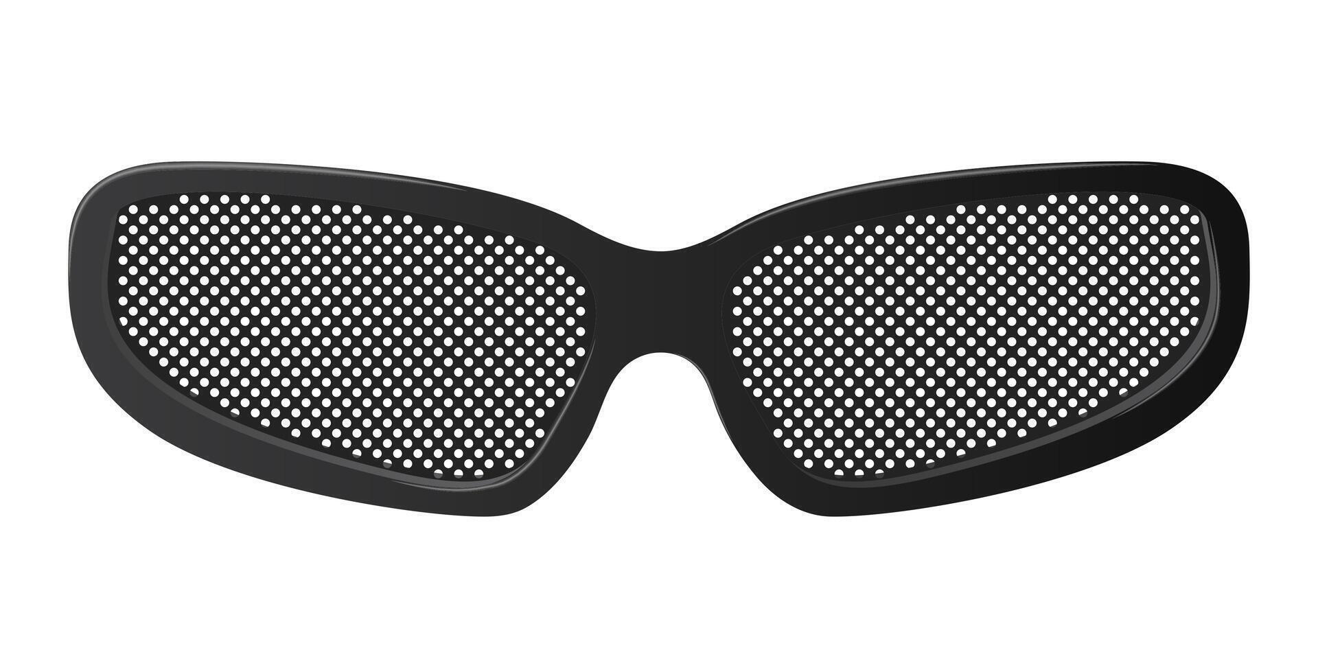 Black pinhole glasses improving eyesight and reducing stress on white background vector