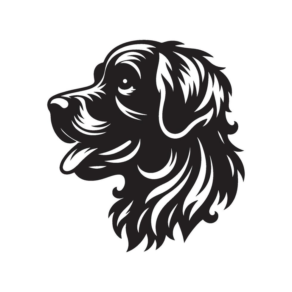 Tribal illustration of a black and white dog, lion, and various animals with a tattoo-inspired design, featuring silhouettes, symbols, and decorative elements vector