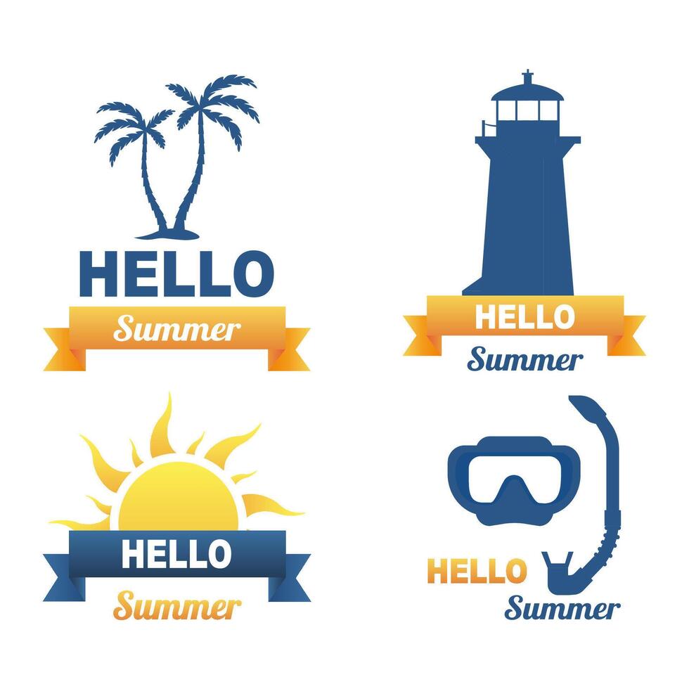 Hello summer set. Hello summer, holiday, vacation .illustration vector