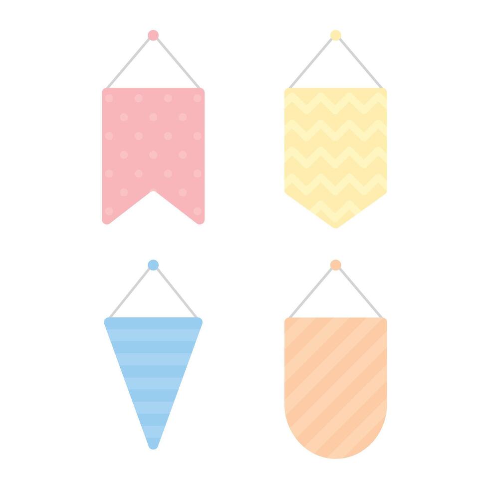 Set of blank pastel colored hanging sign. vector