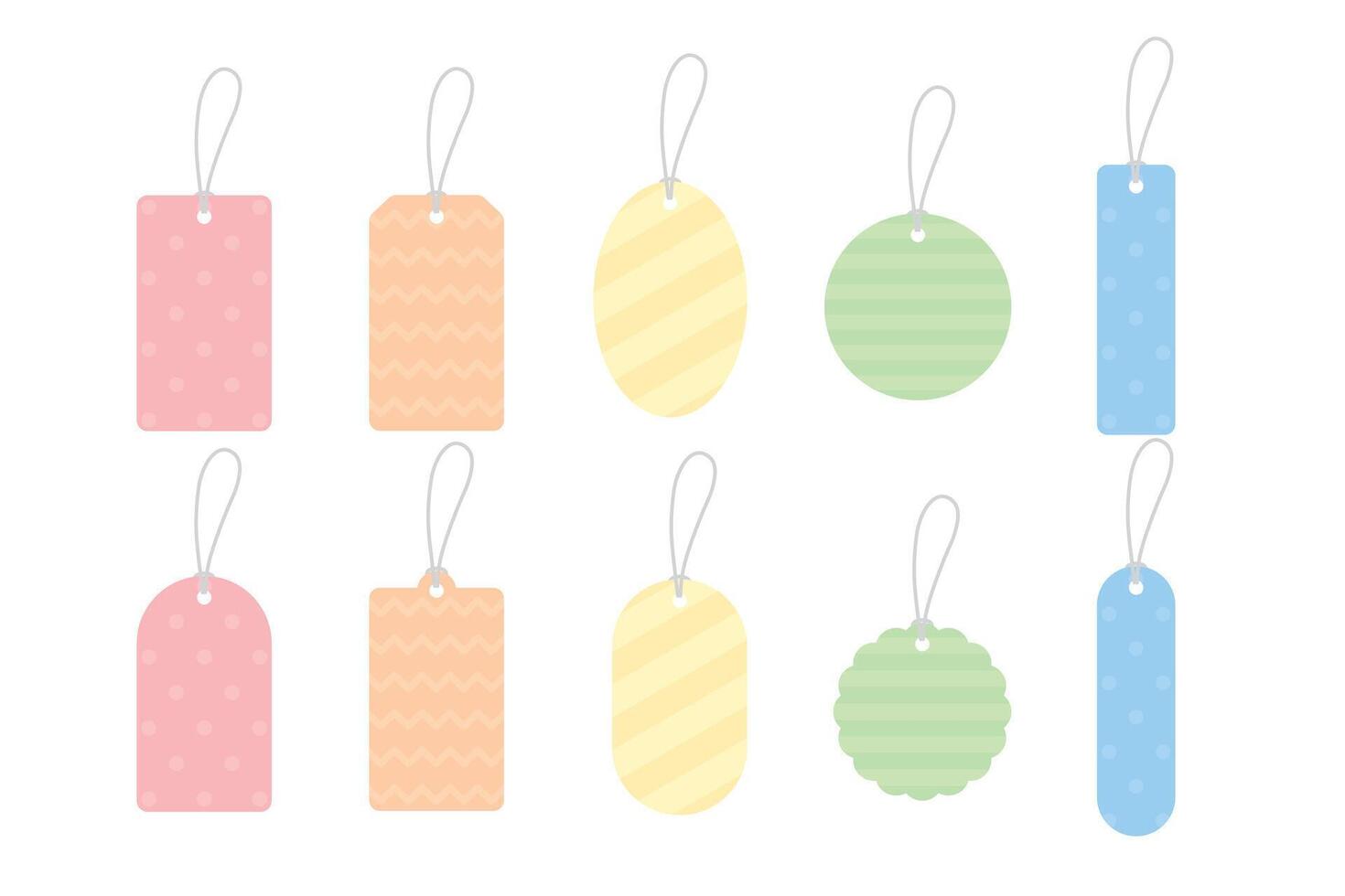 Set of blank cute pastel-patterned gift tags. Flat design illustration. vector