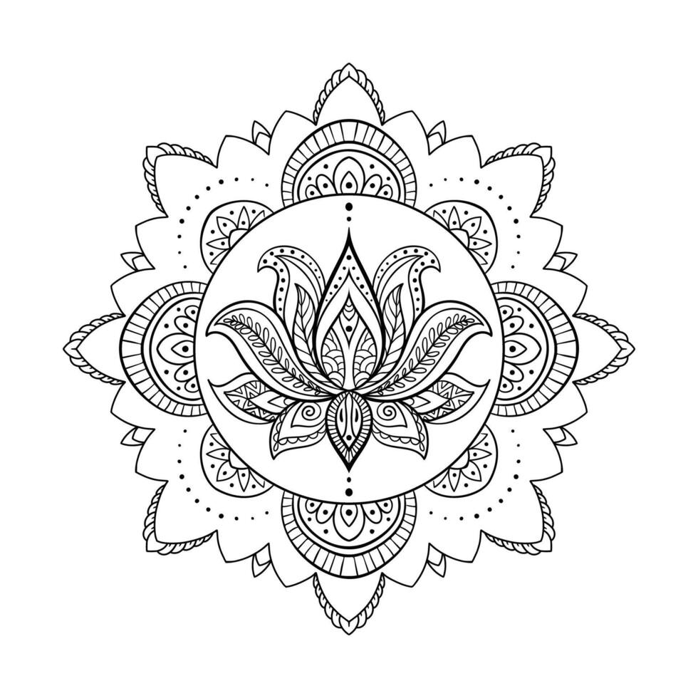 Hand drawn mandala lotus flower vector
