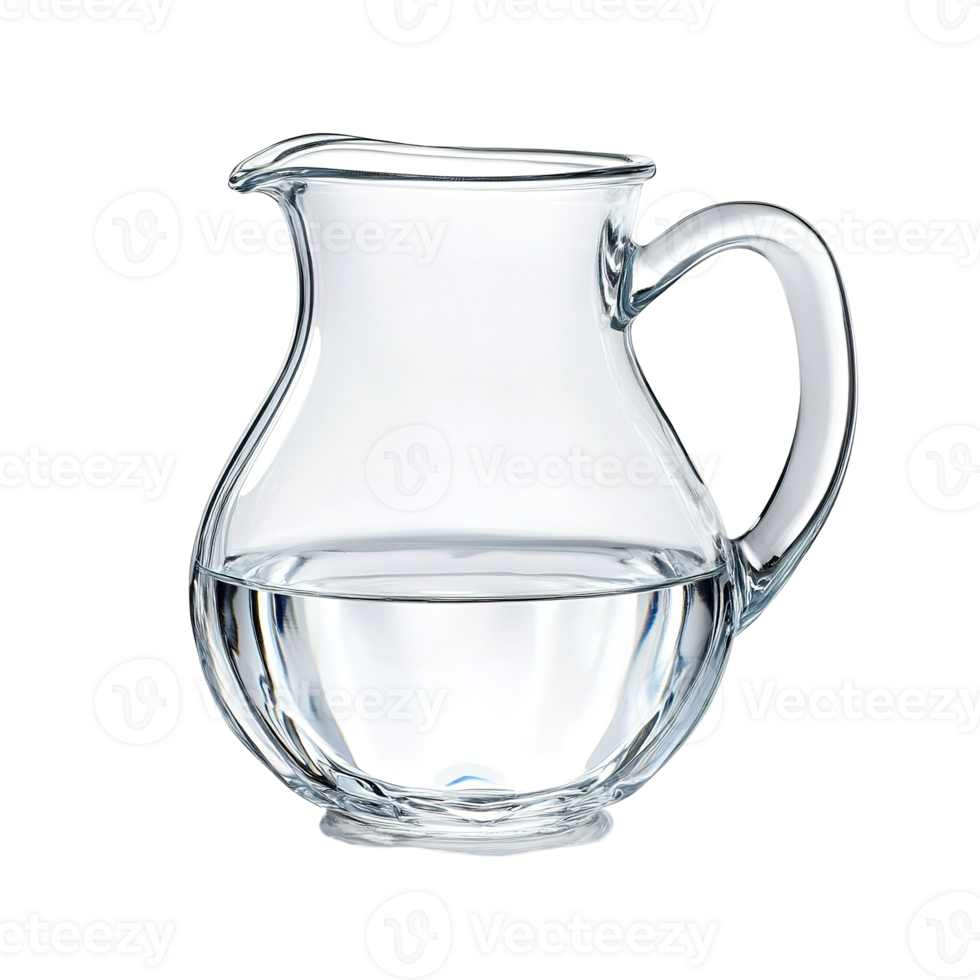 A transparent glass pitcher filled with clear liquid water png