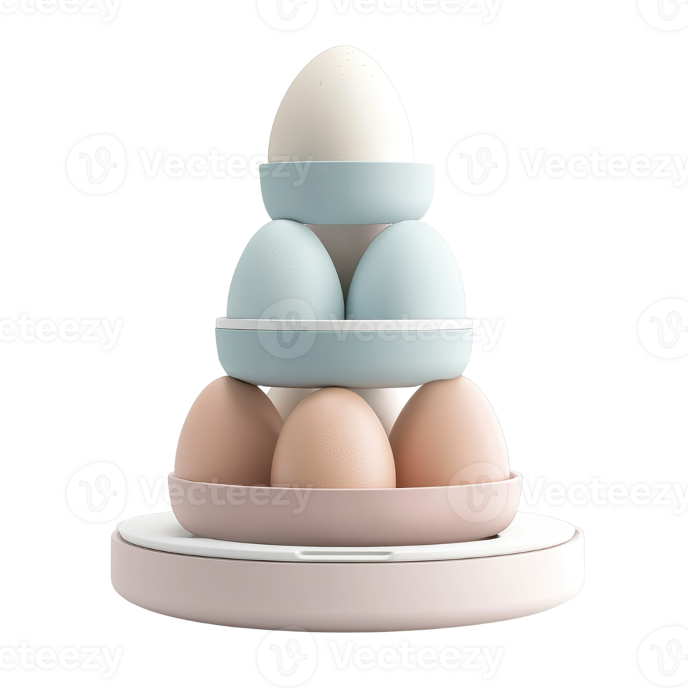 A stack of eggs presented in a decorative modern holder png