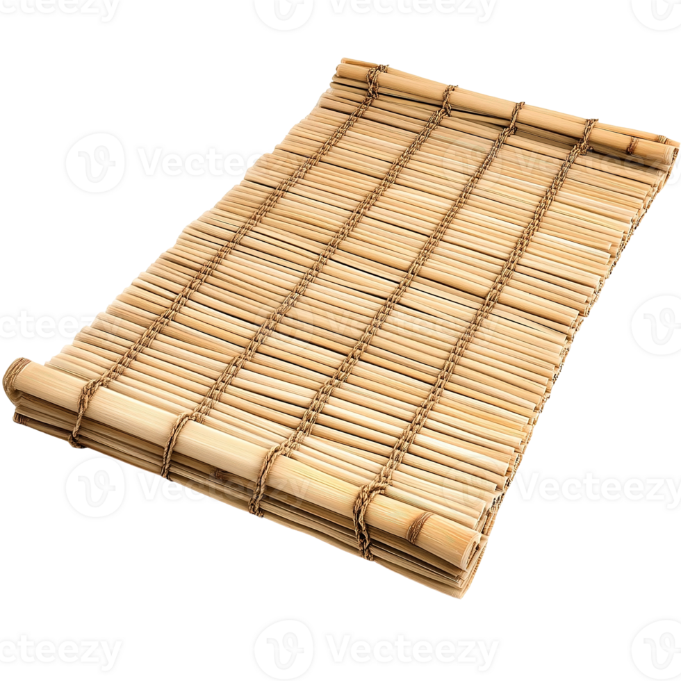 Rolled Bamboo Window Blind Displaying Natural Light Brown Color Texture png