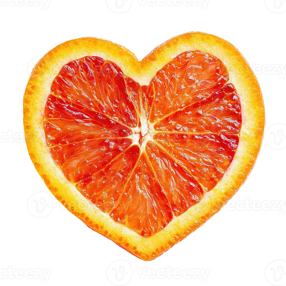 A slice of a red citrus fruit shaped like a heart png