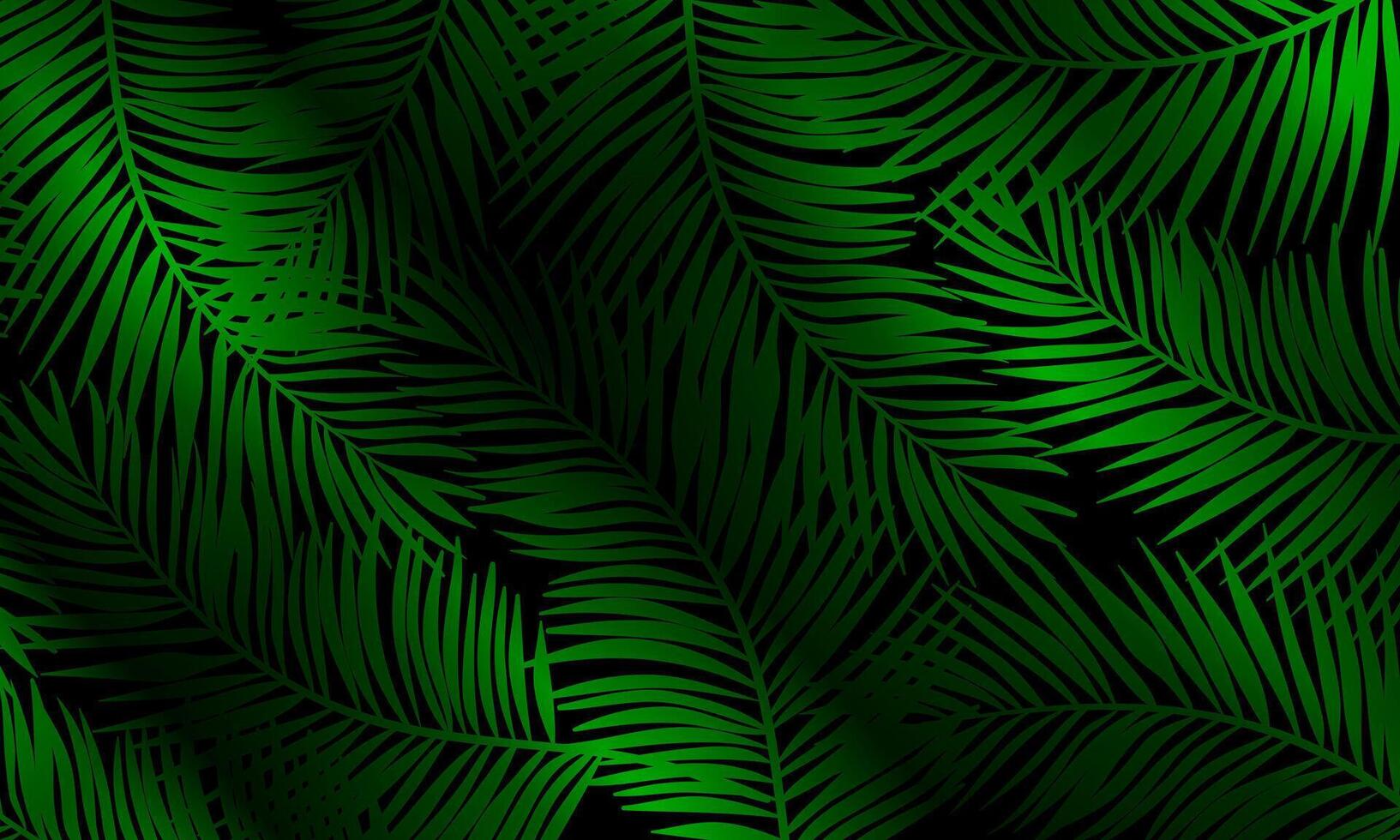 Tropical green palm leaves pattern black background. exotic tropical background. vector
