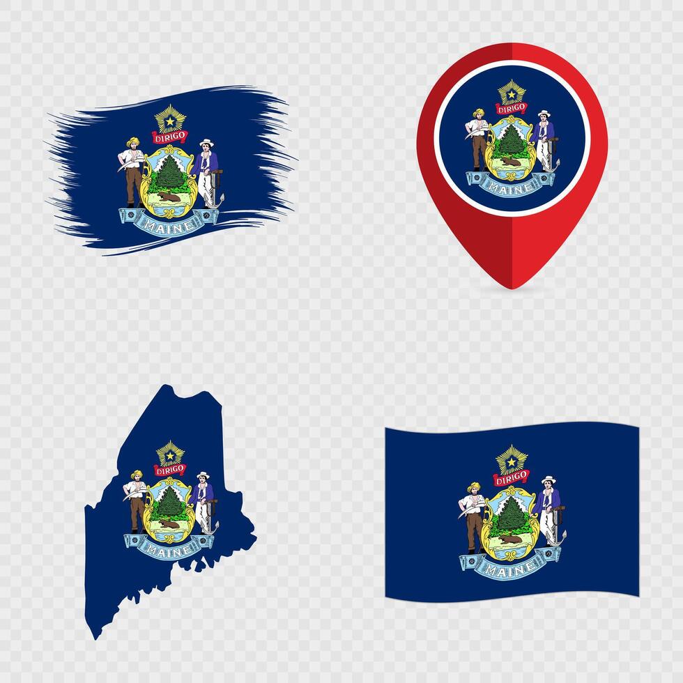 Maine State Flag Icon Set. vector