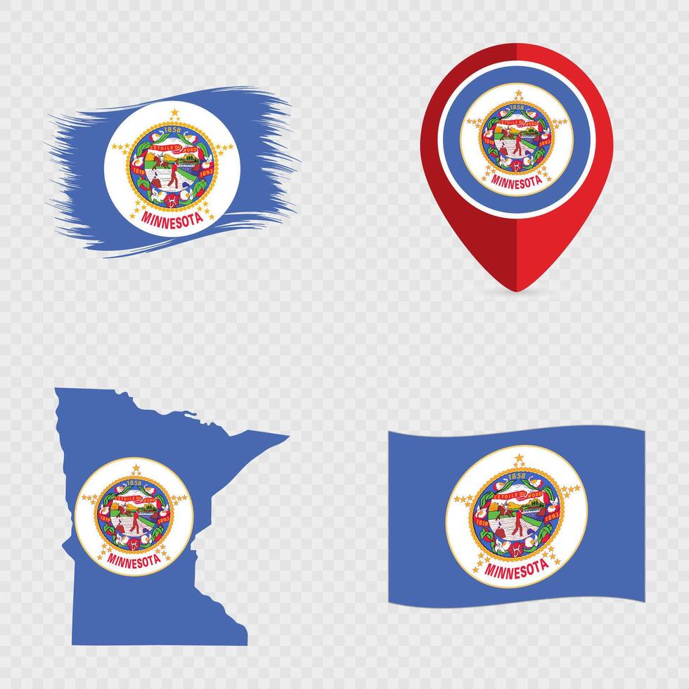 Minnesota State Flag Icon Set. vector