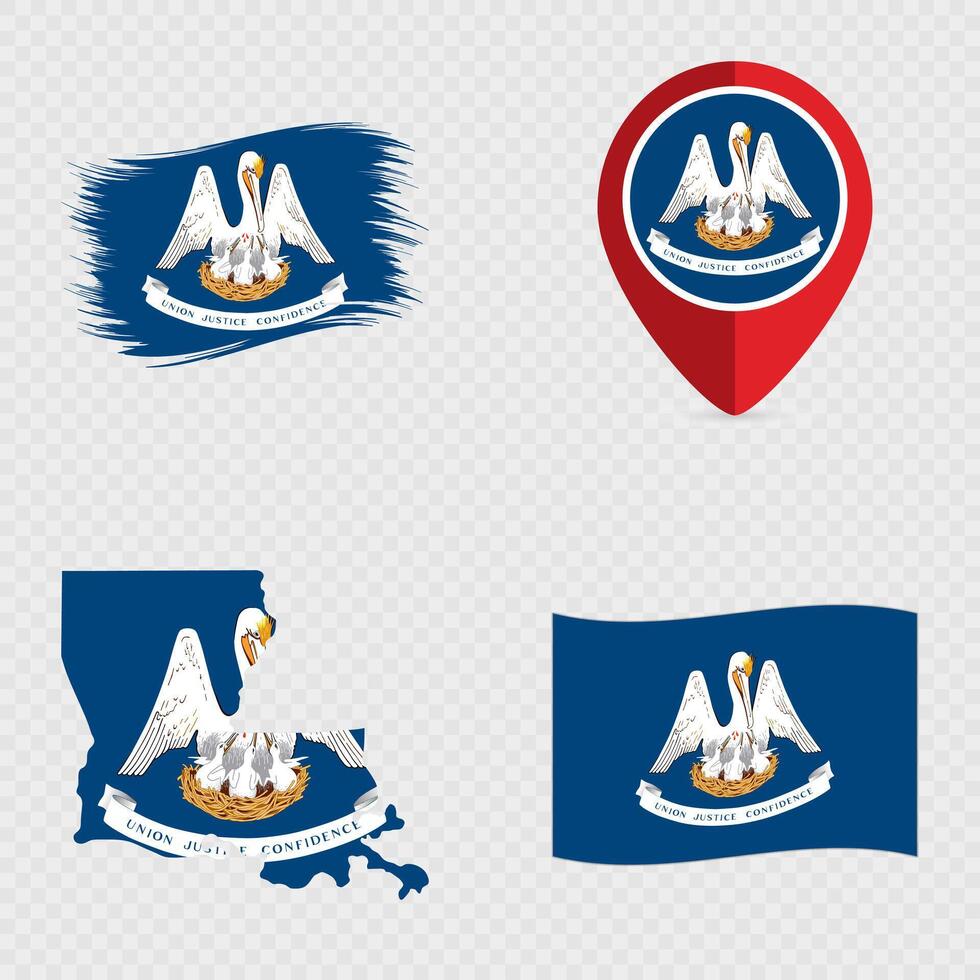 Louisiana State Flag Icon Set. vector