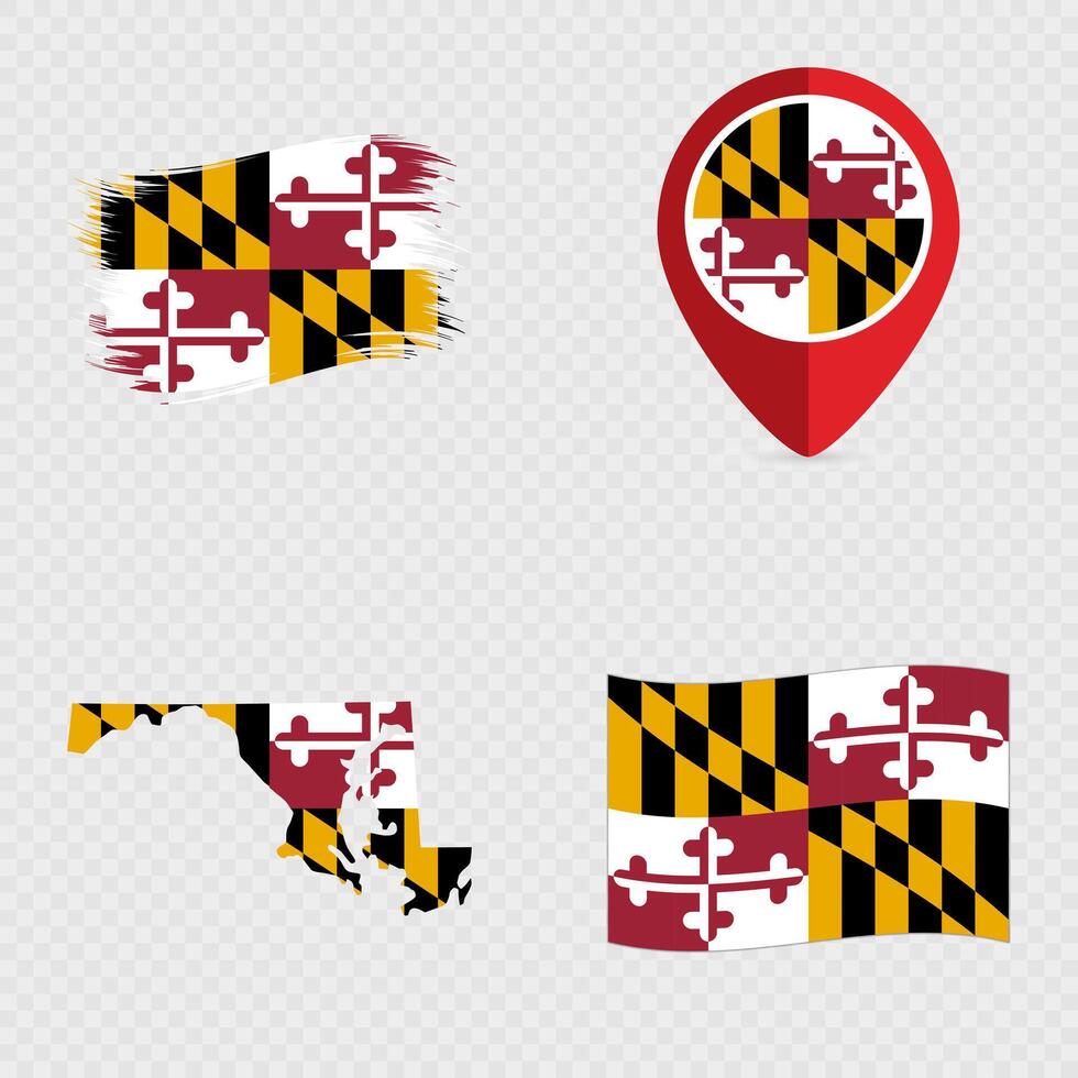 Maryland State Flag Icon Set. vector