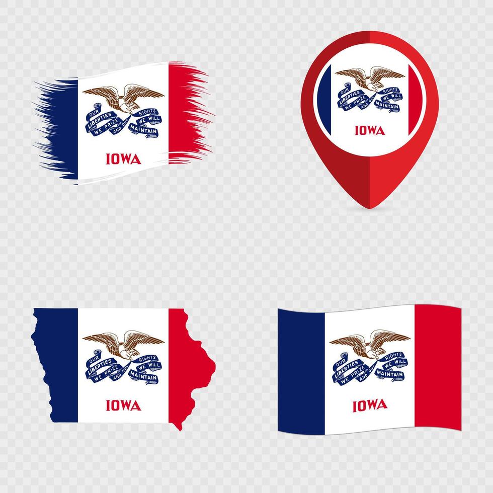 Iowa State Flag Icon Set. vector