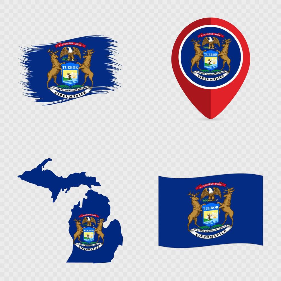 Michigan State Flag Icon Set. vector