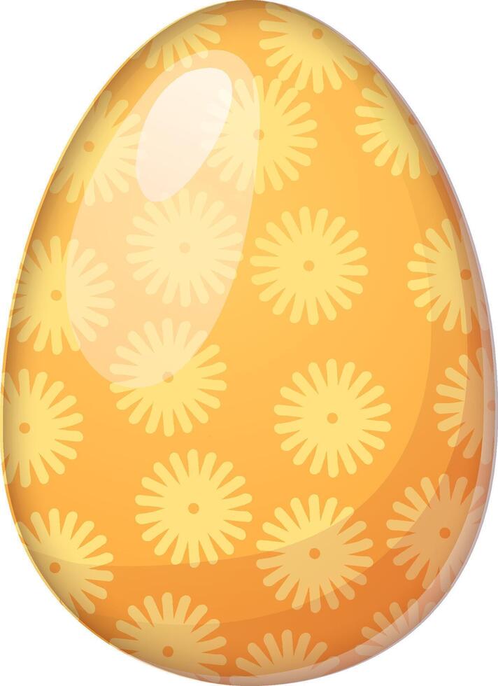 A cheerful yellow Easter egg featuring a radiant sun-inspired pattern, bringing warmth and happiness to any holiday decoration. Perfect for spring-themed designs, bright prints, and joyful Easter graphics. vector