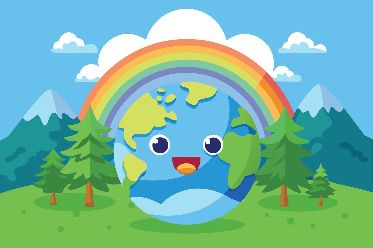 A happy cartoon Earth character vector
