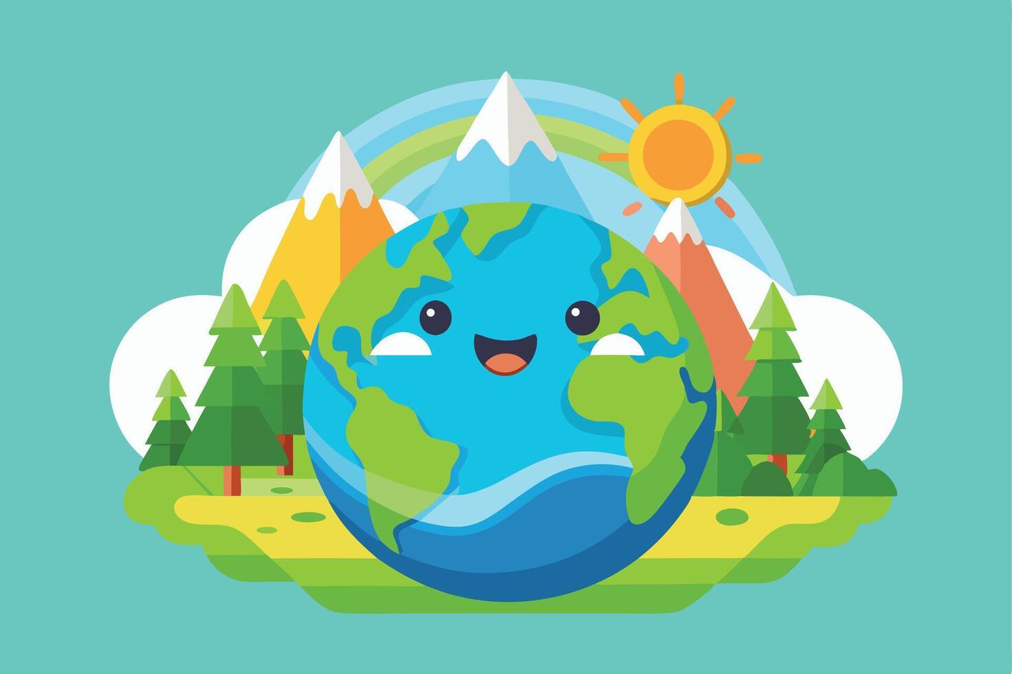 A planet earth with a face vector
