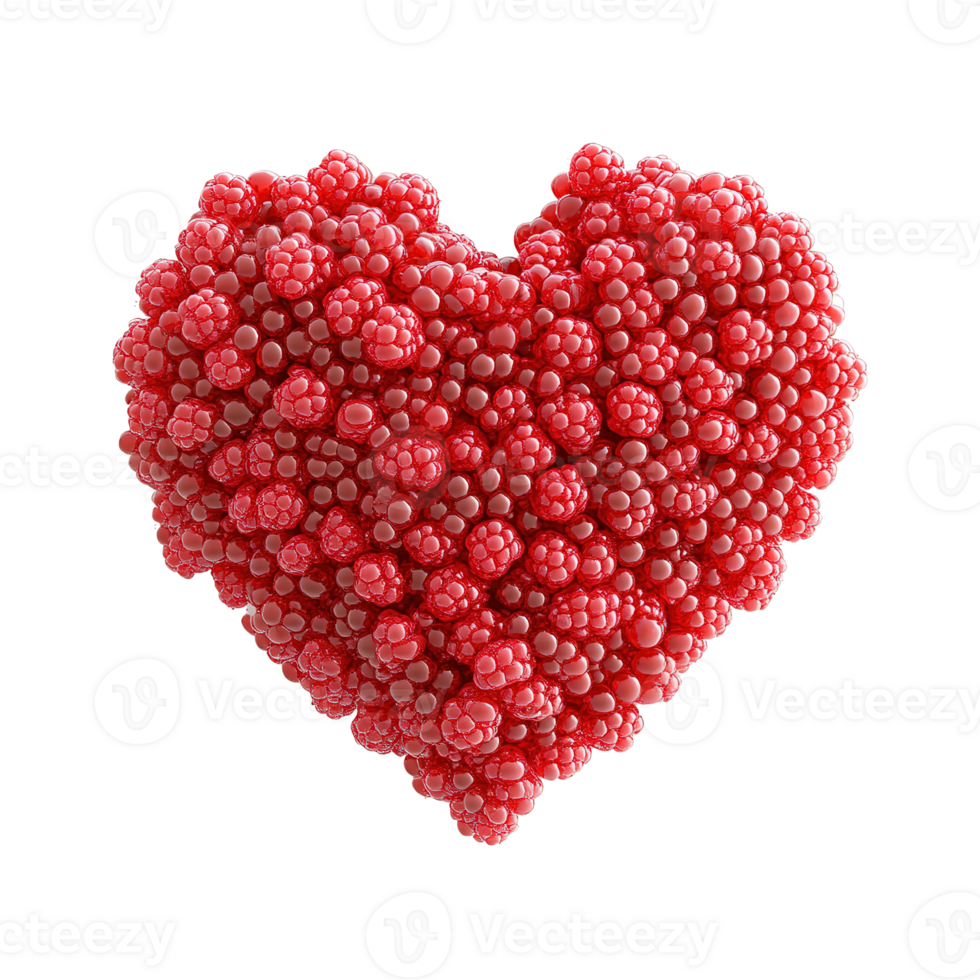 A digitally created heart shape formed from many red berries png