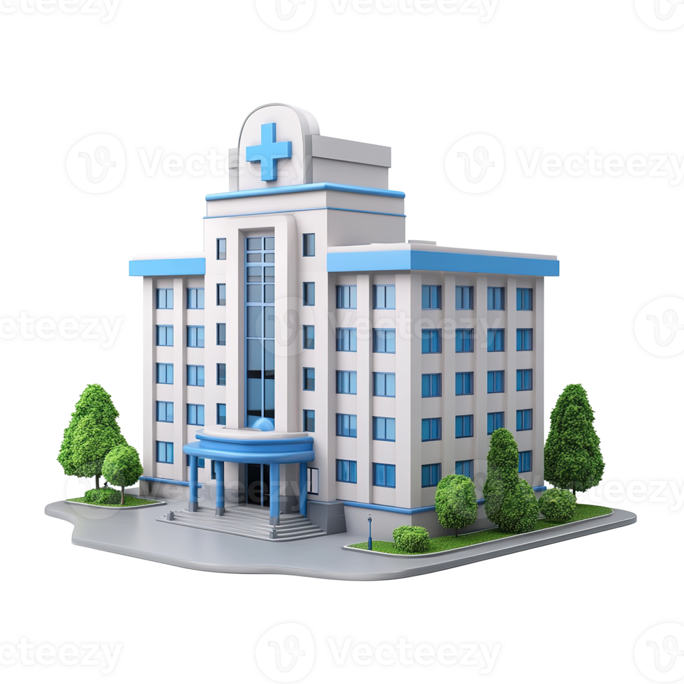 A modern stylized illustration of a hospital building complex png
