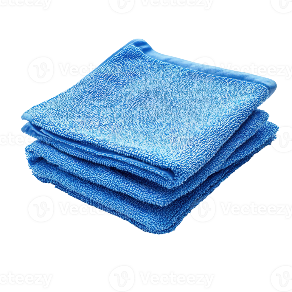 A neatly stacked pile of clean blue microfiber cloths png